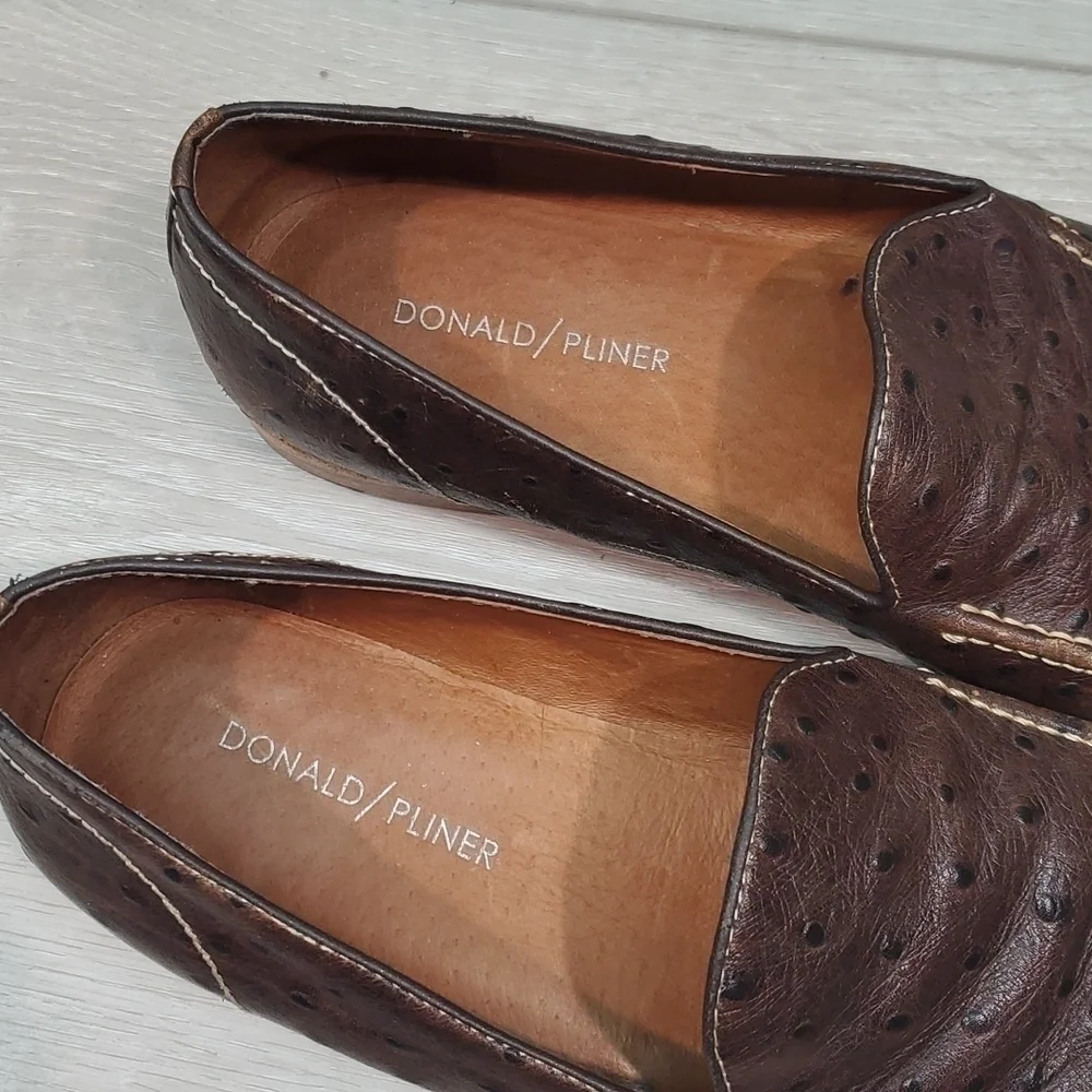 Donald j Pliner Mens Mathis Loafer Ostrich Leather Slip on dress shoes sz 7